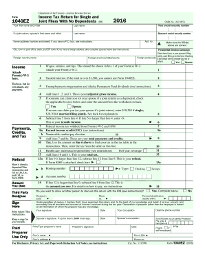 2015 Form IRS 1040 EZ Fill Online, Printable, Fillable, Blank 