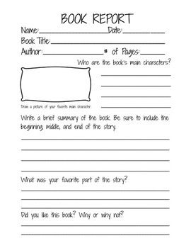 Second Grade Book Report Template | Book Report Form for 2nd, 3rd 