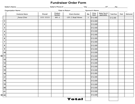 fundraising order form template East.keywesthideaways.co