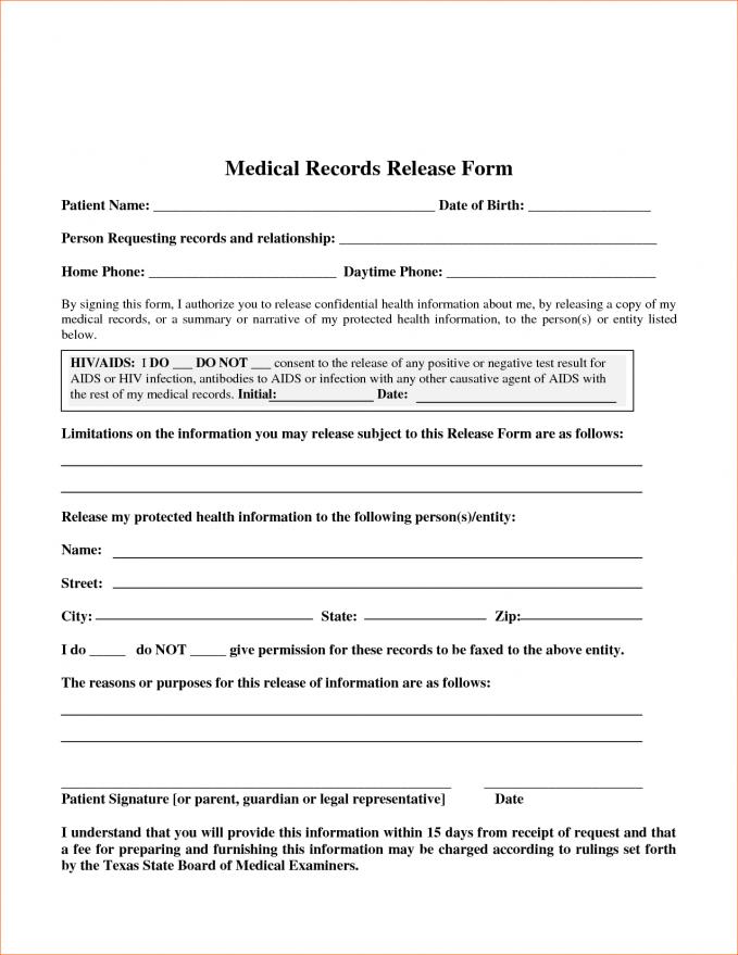 Blank Medical Records Release Form Fill Online, Printable 