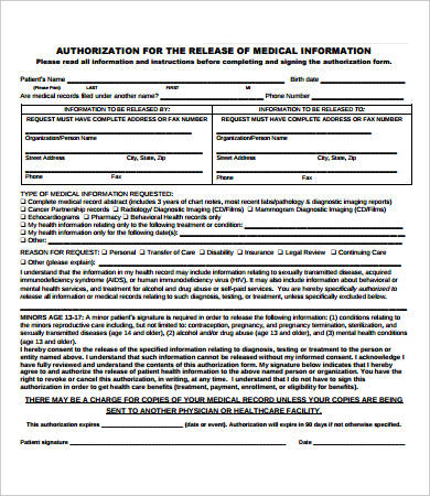 Records Release Form Template Evpatoria.info