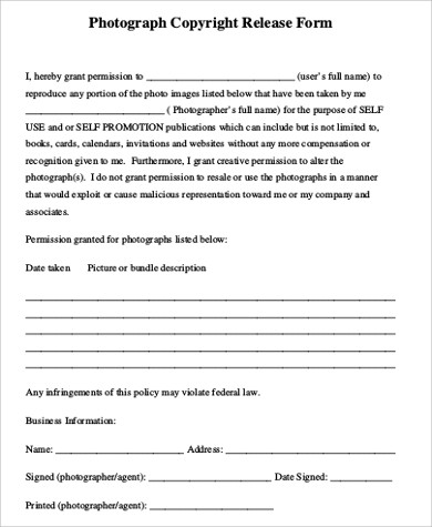 photography copyright release form template photo copyright 