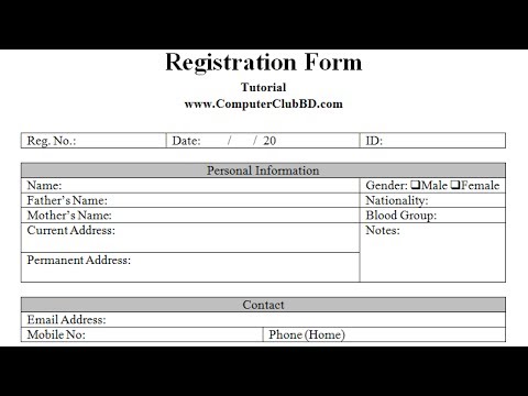 Create a Registration Form in MS Word 2010 YouTube
