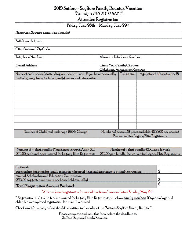 family reunion registration form template the format reunion 