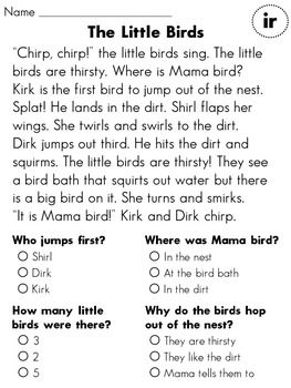 First Grade Reading Fluency and Comprehension Passages {Entire 