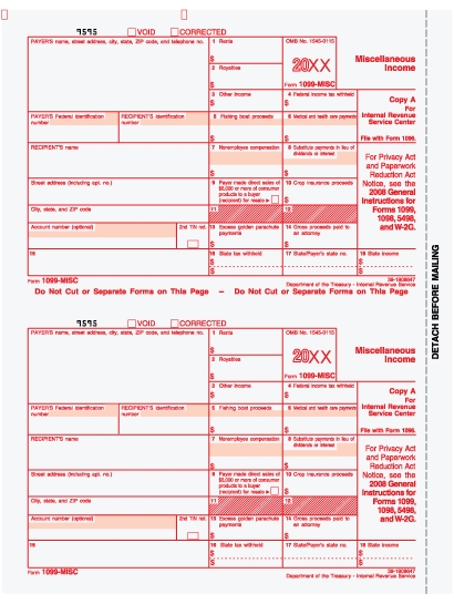 Printable IRS Form 1099 MISC for 2015 (For Taxes To Be Filed in 2016)