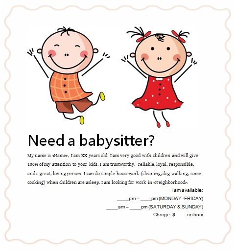 babysitting leaflets Kleo.beachfix.co