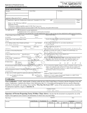 Sample I 765 Form For L2 Fill Online, Printable, Fillable, Blank 