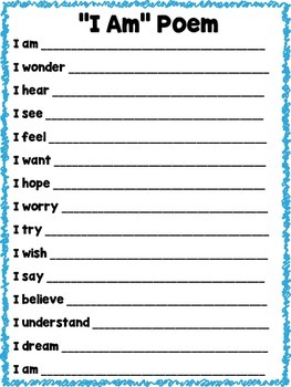 I Am Poem Template (Features 9 Bright Colored Borders) | TpT