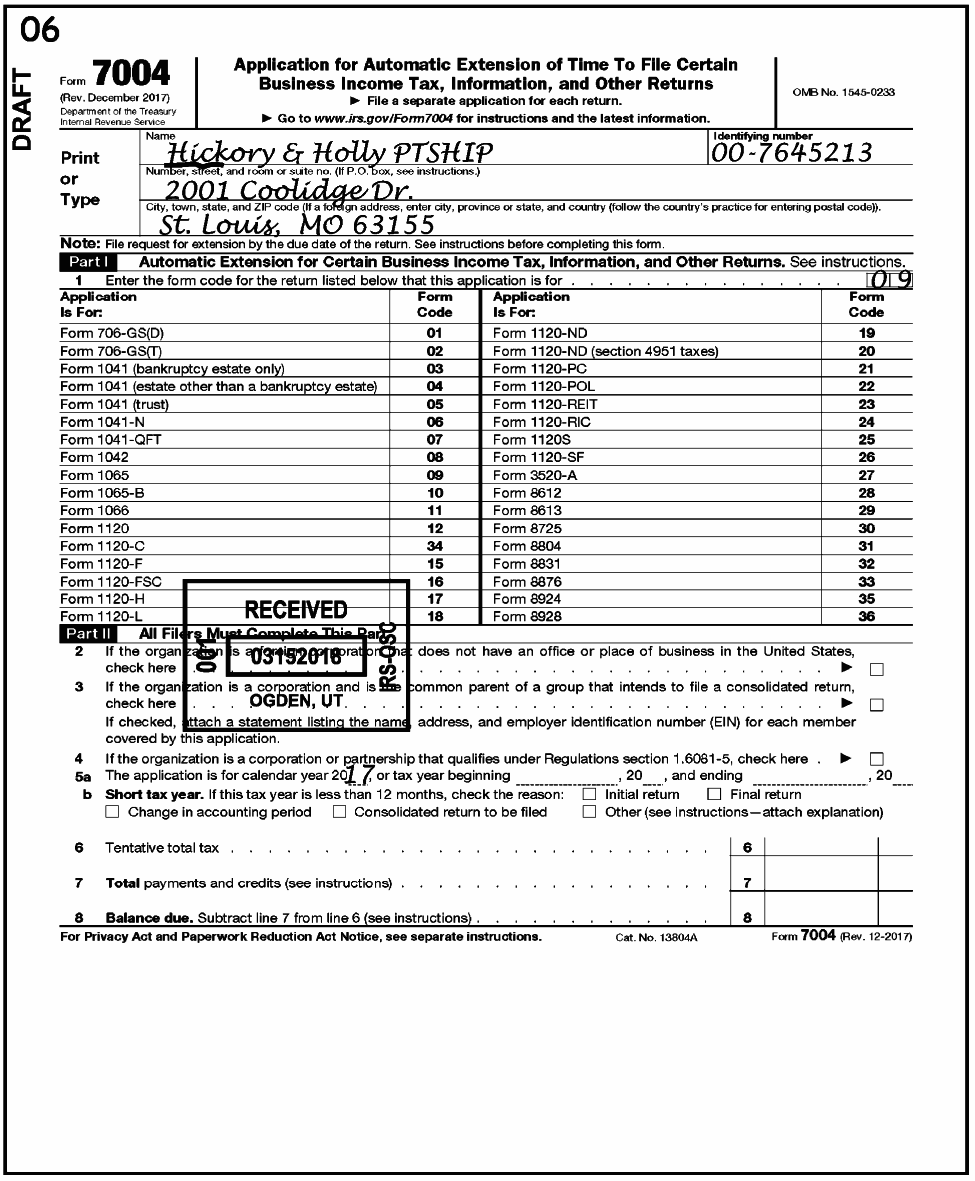 Irs Tax Extension Form Online 3 11 212 Applications For Of Time To 