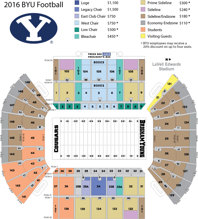 LaVell Edwards Stadium Seating Chart | BYU Cougar Club