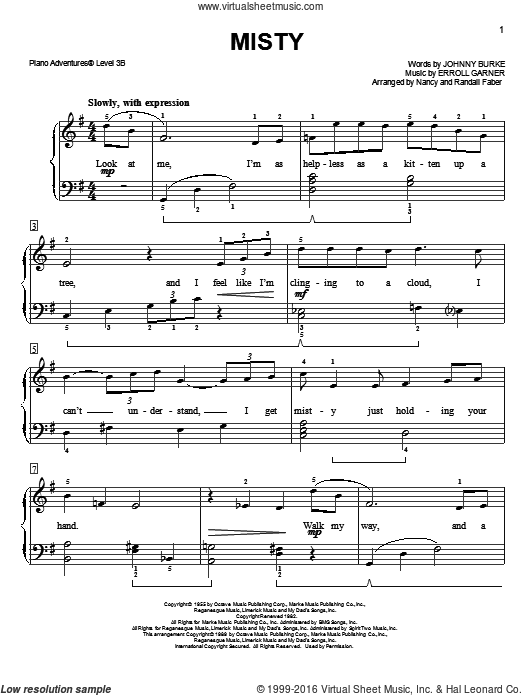 Burke Misty sheet music for piano solo [PDF]