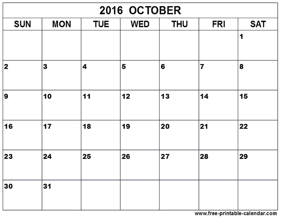 October 2016 Calendar Printable | 2017 calendar with holidays