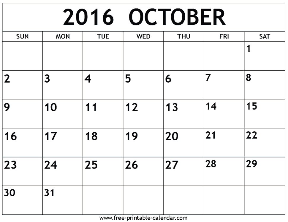 October 2016 Calendar | 2017 calendar with holidays