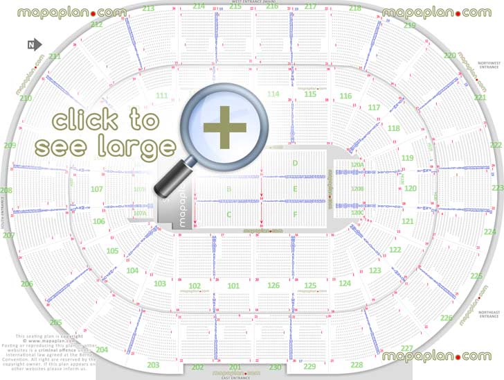Palace of Auburn Hills seat & row numbers detailed seating chart 