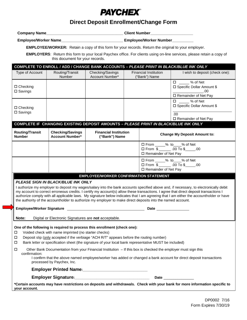 Free Paychex Direct Deposit Form (DP0002) PDF | eForms – Free 