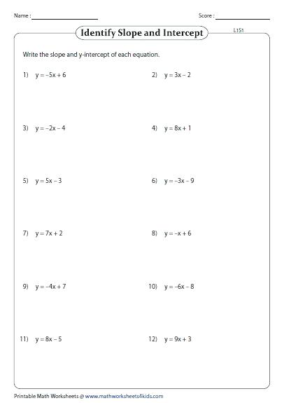 Slope intercept form worksheets with answers#926704 Myscres