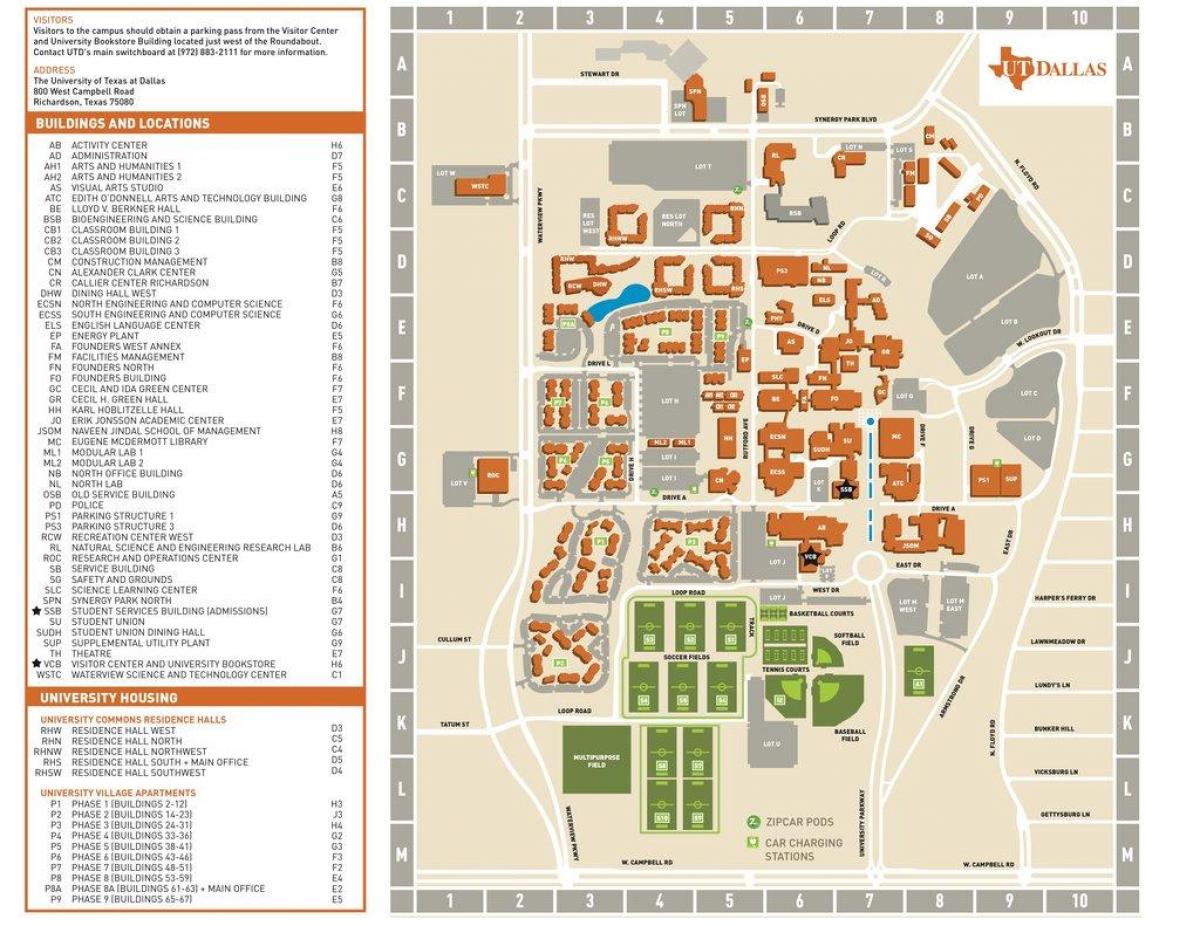 UTD map University of Texas Dallas map (Texas USA)