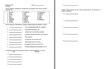 Editable Vocabulary Quiz Template by Amy Isaman | TpT
