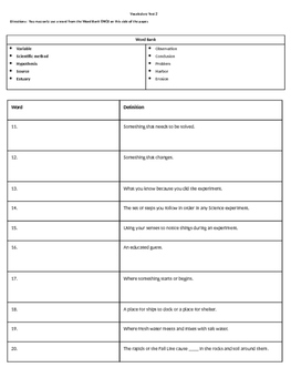 Vocabulary Test Template by Beg Borrow and Teach | TpT