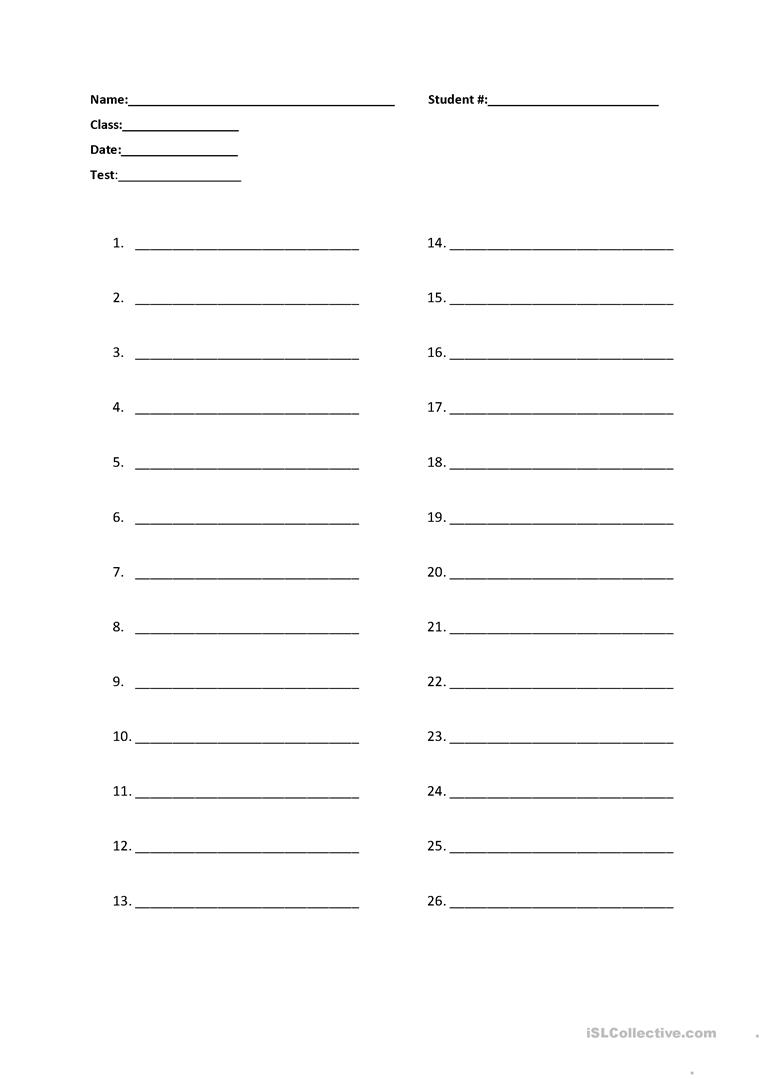 VOCABULARY Quiz Template worksheet Free ESL printable worksheets 