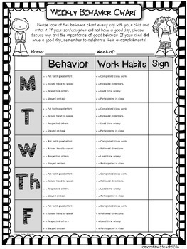 Weekly Behavior Chart Editable & Free by More Time 2 Teach | TpT