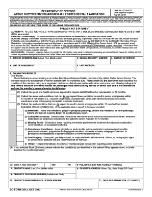 2013 2018 Form DD 2813 Fill Online, Printable, Fillable, Blank 