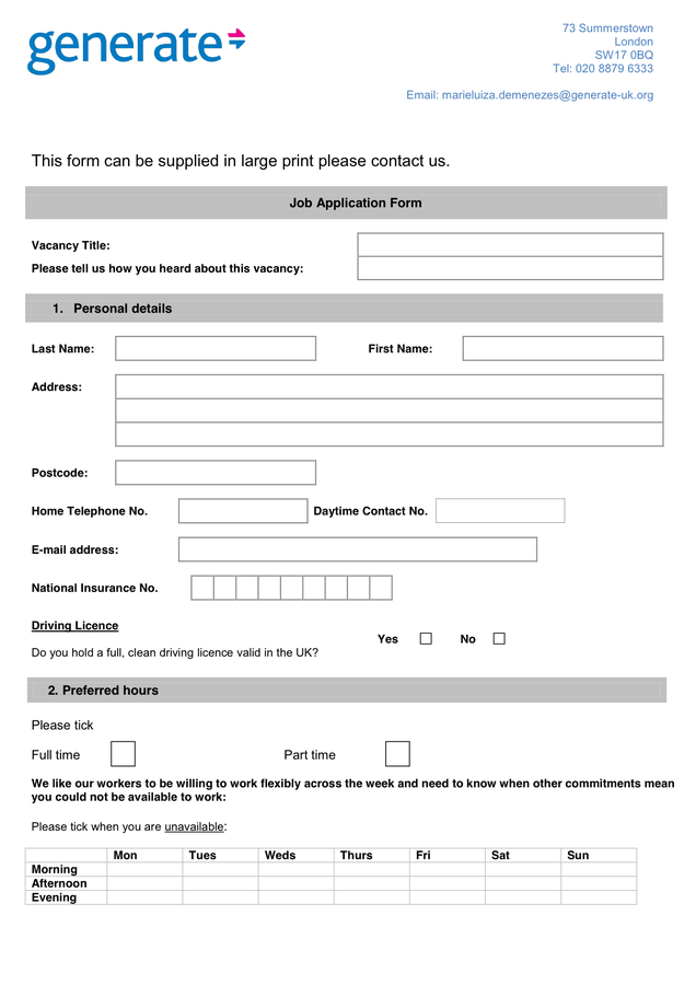 application forms templates application form job sample forms 
