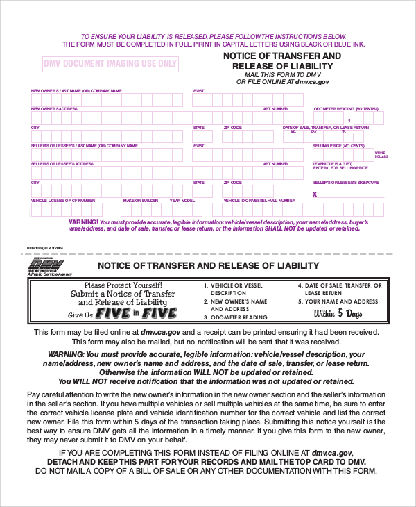 8+ Sample Liability Release Forms | Sample Templates