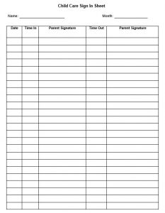 Child Care Sign In Sheets | amulette