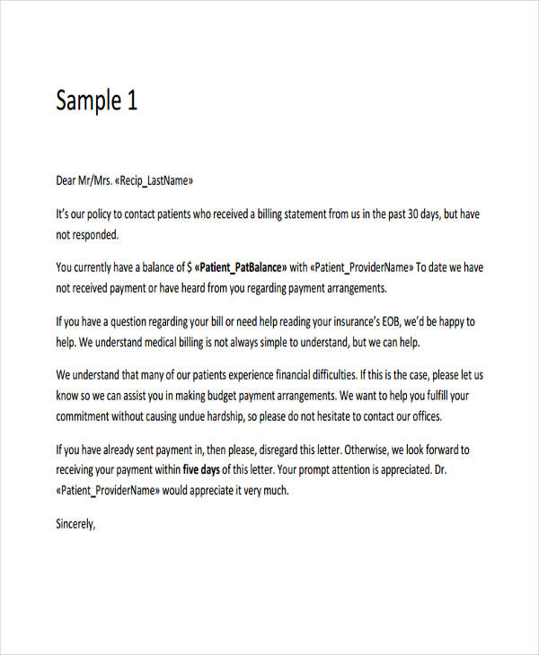 Dunning / Collection Letter sample / template / example / format