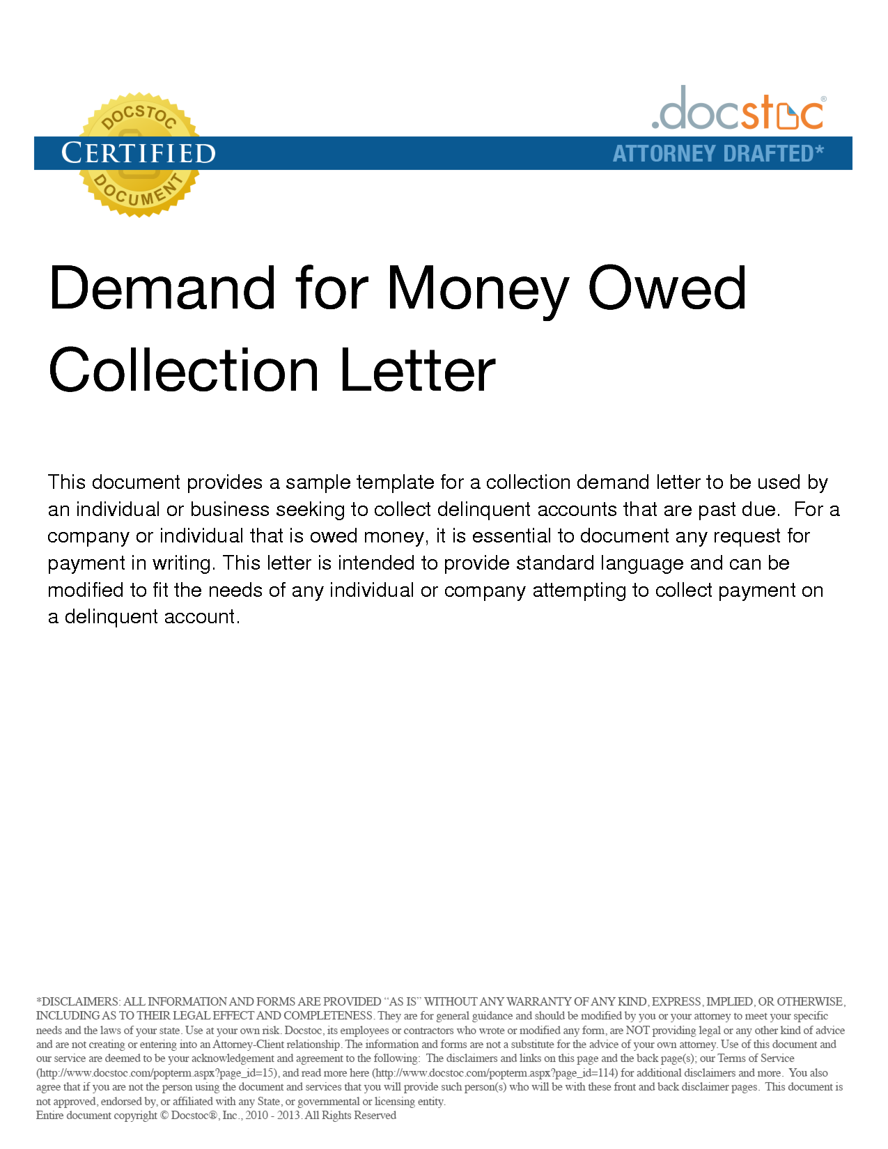 Demand Letter Template for Owed Money Claim Your Money | Rocket 