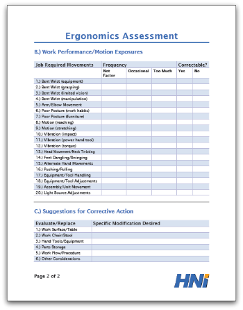Ergonomic Assessment Form | amulette