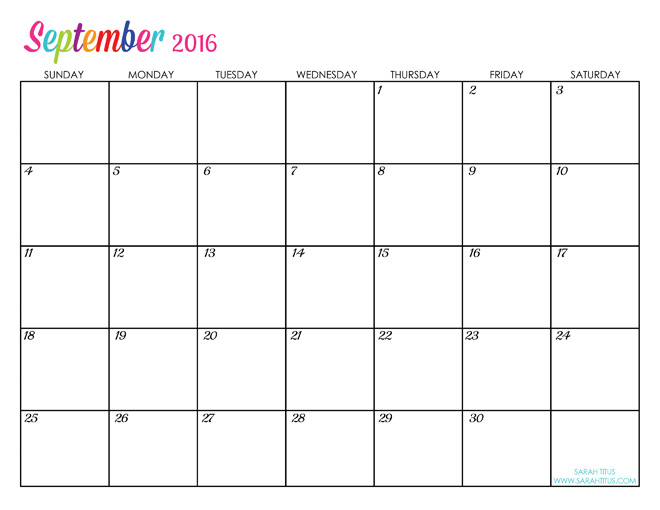 September 2016 Calendar Cute Month Pinterest Free For Alluring 