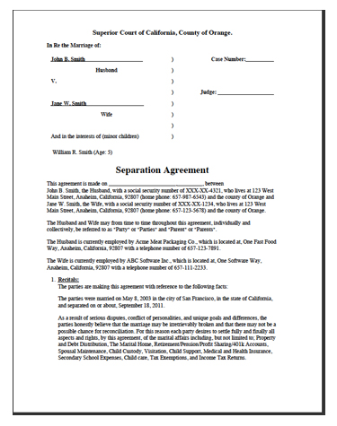 Divorce Worksheet & Separation Agreement Divorce Source