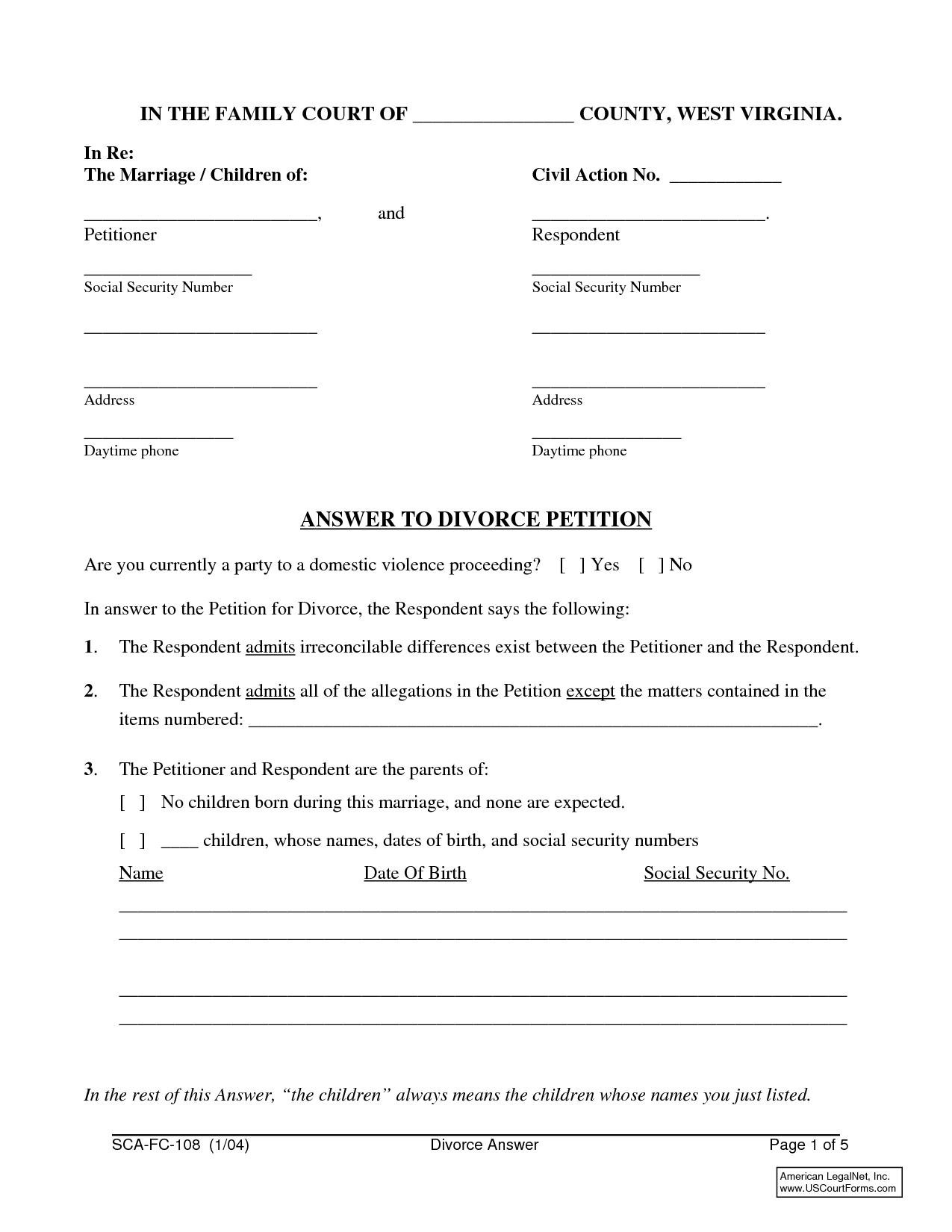 Free Divorce Forms Papers Training Certification Template Pics 