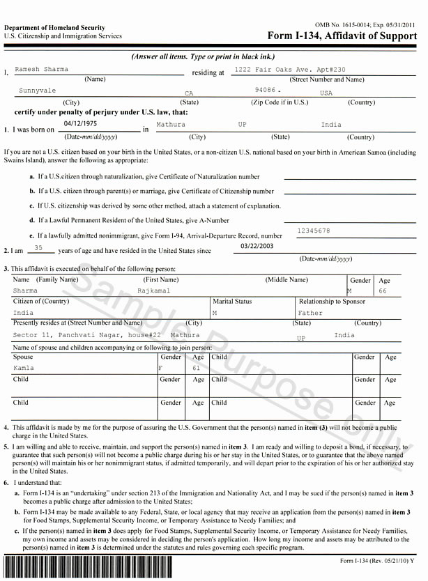Download USCIS Affidavit of Support | Form I 134 | PDF 