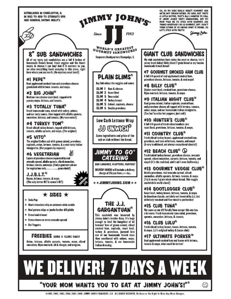 Jimmy Johns Pdf Menu amulette
