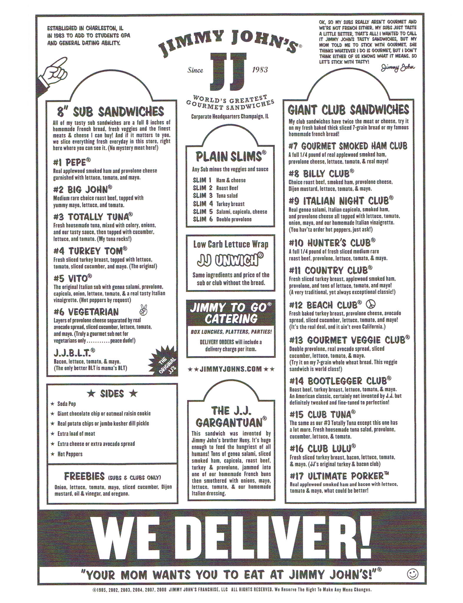 Jimmy Johns Pdf Menu