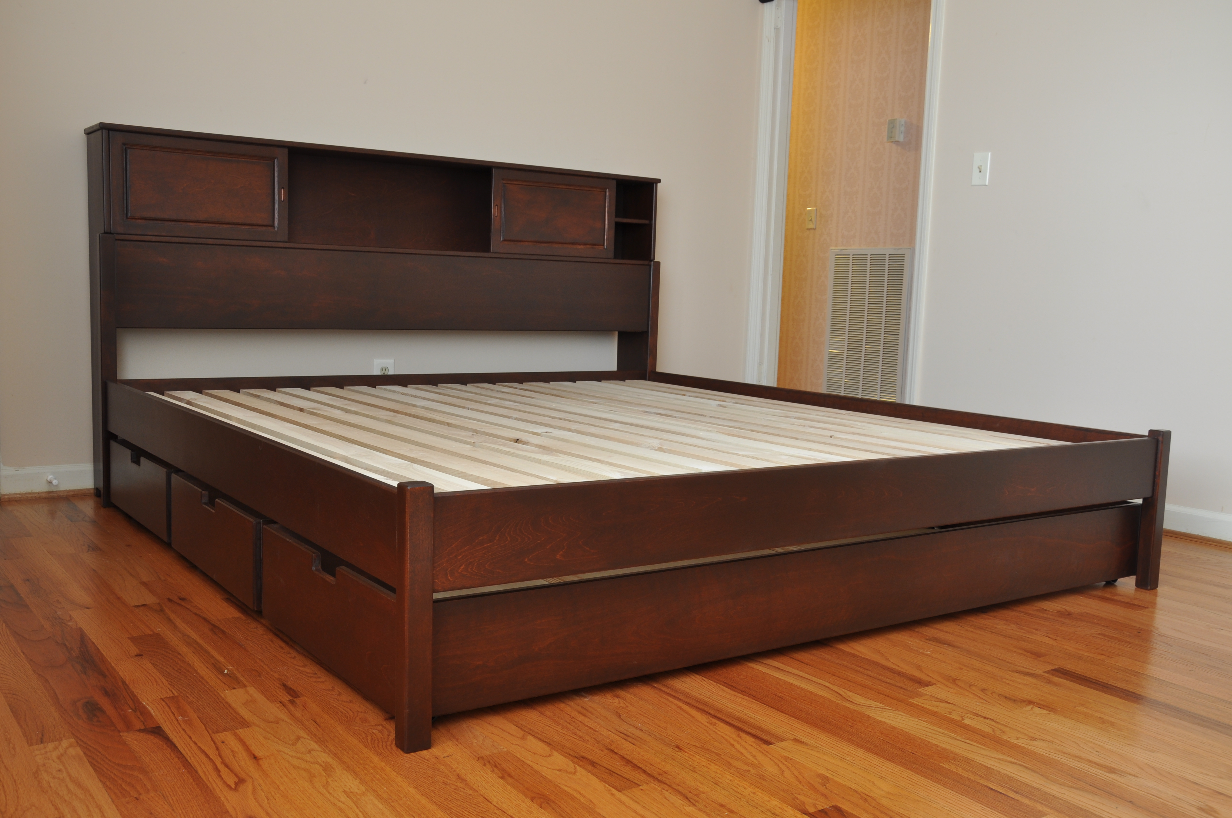 Bed With Drawers, Solid Wood King Platform Bed With Drawers 