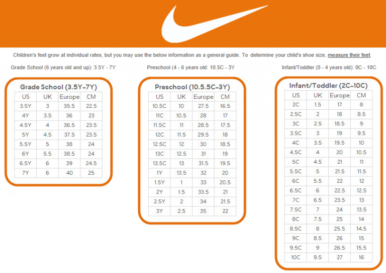 Nike Youth Conversion Chart