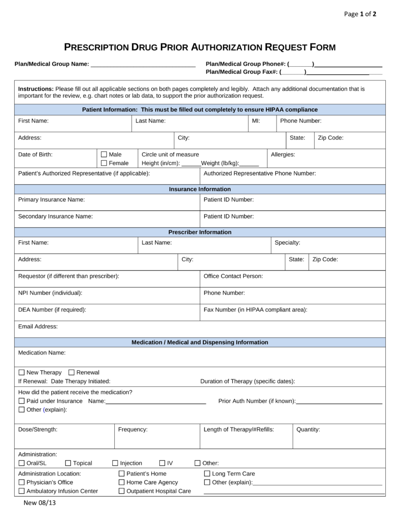 prime therapeutics prior authorization form Archives 
