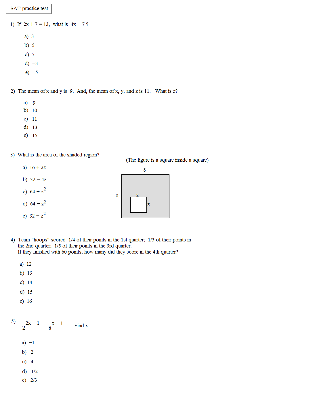 Collection of Act prep math worksheets pdf | Download them and try 