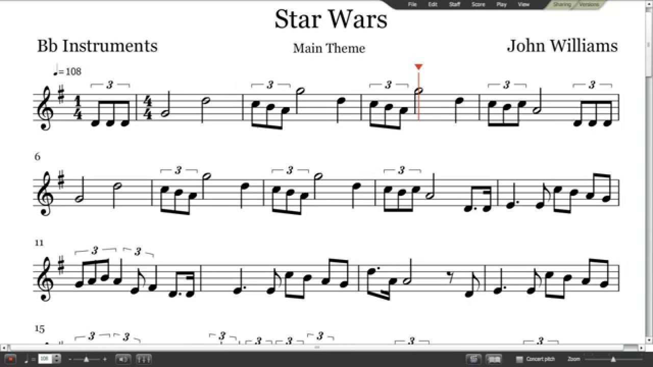 Star Wars Sheet Music Trumpet, Clarinet, Tenor Sax YouTube
