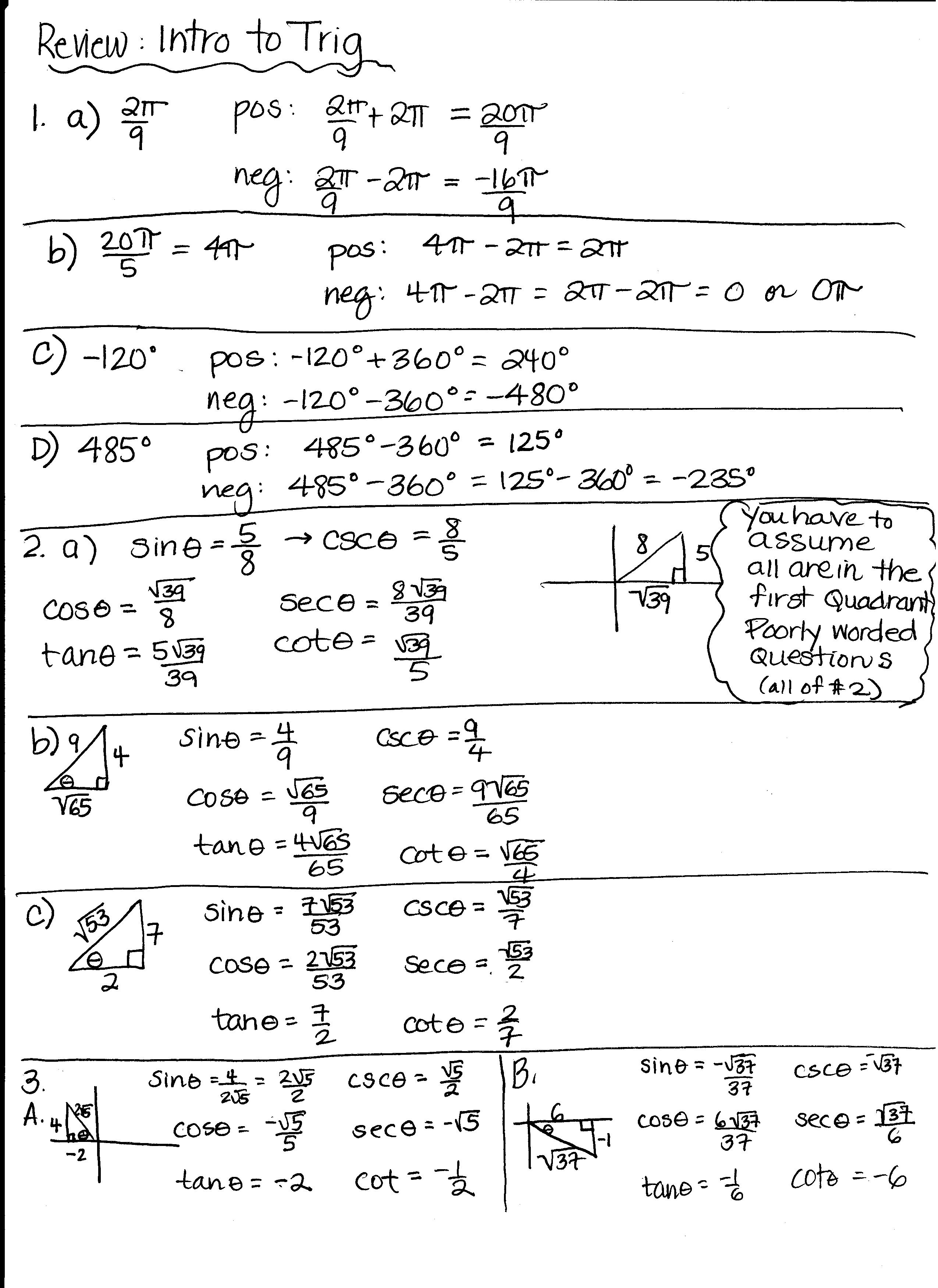 Collection of Grade 10 math trigonometry worksheets pdf | Download 